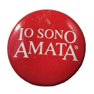 I Am Loved Love You Button Italian Red Round Pin Pinback White Letter Helzberg